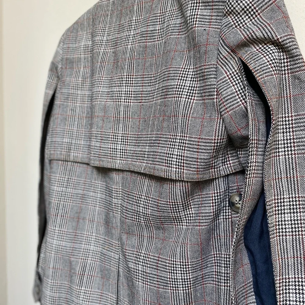 SELF PORTRAIT Houndstooth Back Sleeve Slit Cropped Blazer Size Small - Picture 7 of 10